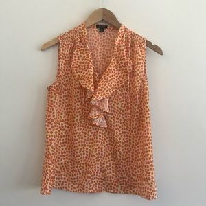 Ann Taylor Animal Print Orange and Yellow Sleeveless Blouse S